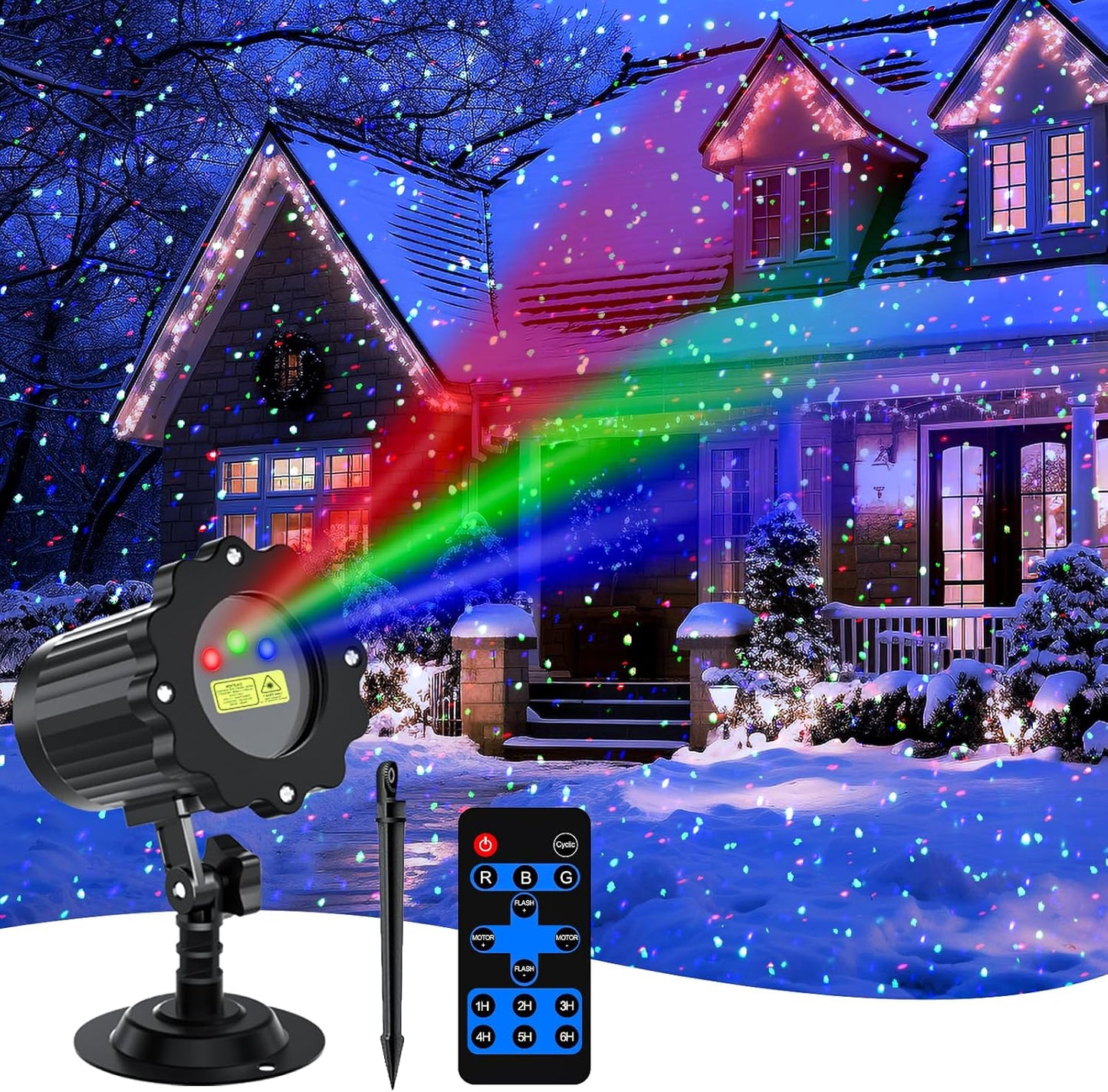 Christmas Projector Lights Outdoor, Garden Light Projector with Timer, Firefly Lights, IP65 Waterproof, Holiday Decoration for Halloween, Christmas, Home, Party, Garden Decor