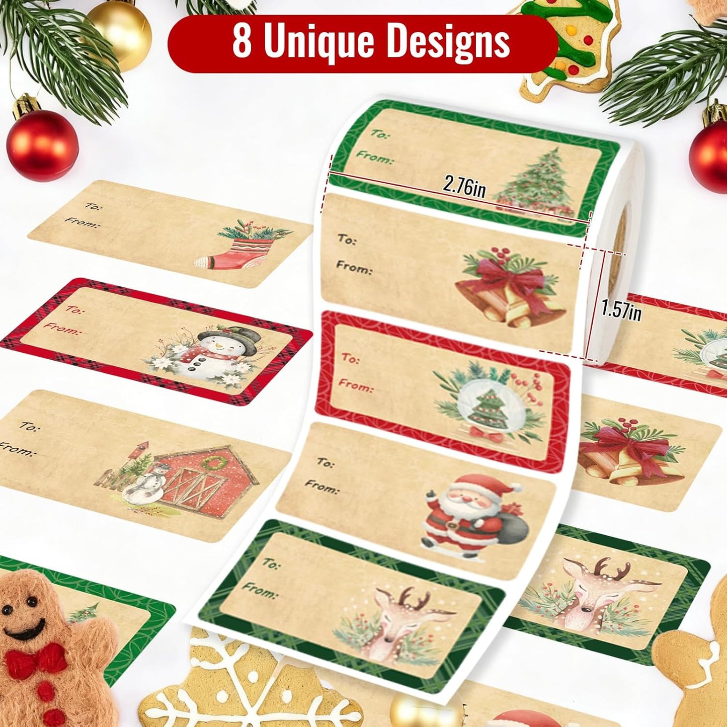 500 PCS Christmas Gift Tags Christmas Santa Claus Stickers Self Adhesive Vintage Christmas Tag Christmas Festival Holiday Decor（New）