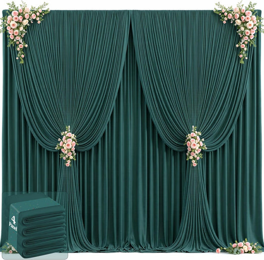 20ft x 12ft Emerald Green Backdrop Curtains Wrinkle Free Backdrop Curtain for Wedding Parties Fabric Backdrops Drapes Back Drop Cloth Bridal Shower Stage Curtains Wedding Decorations for Reception