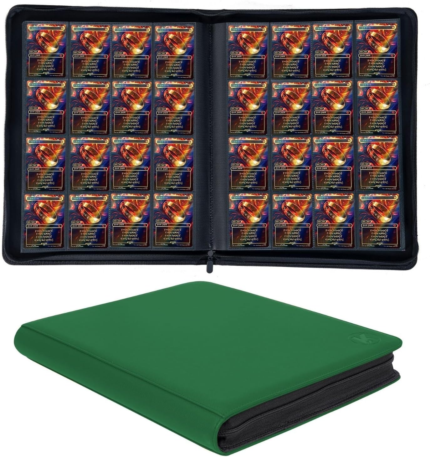 1000+ Pockets Trading Card Binder, 16-Pocket Card Ablum Compatible with MTG,Sports Cards & Other Standard Size Trading Cards (Green)