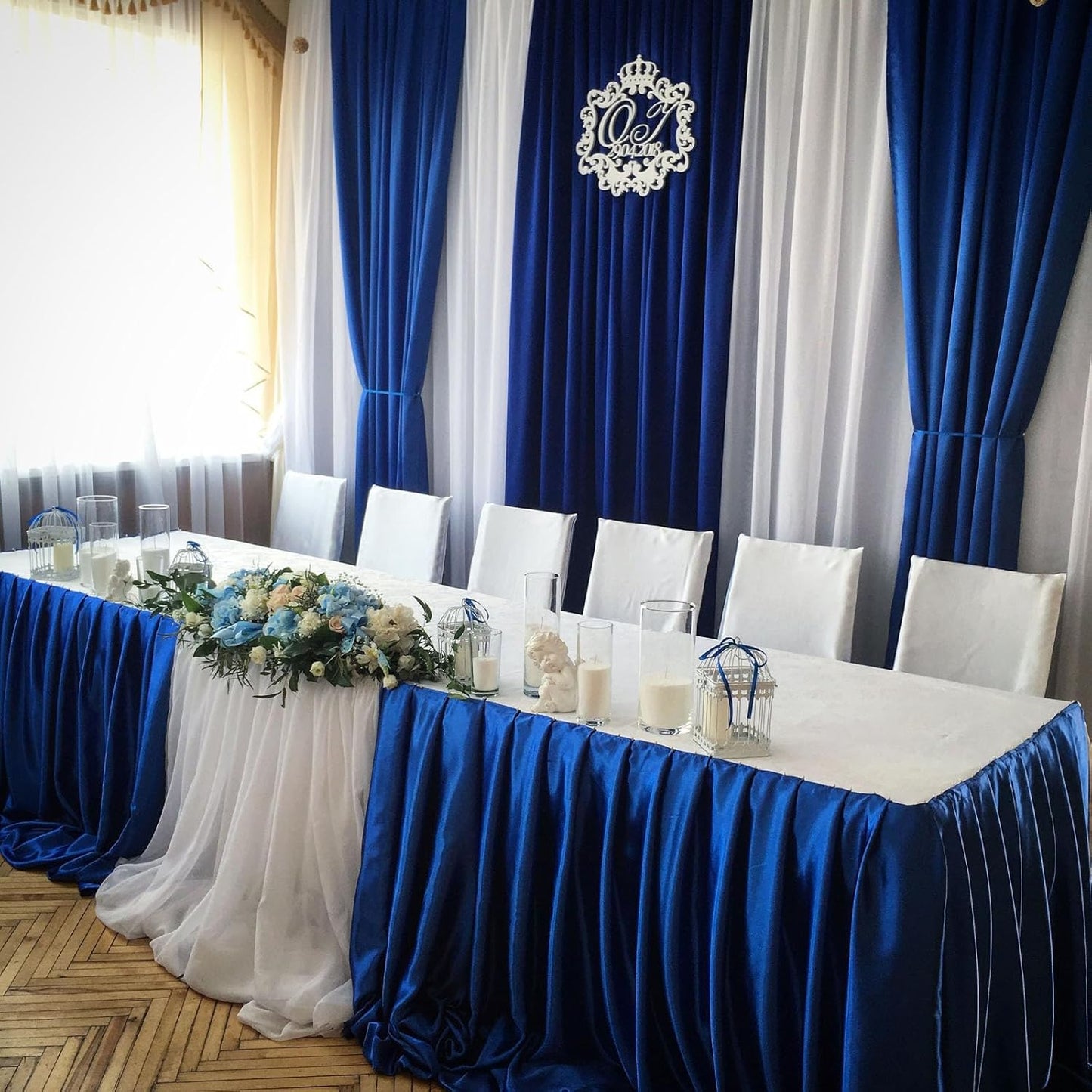 10 x 7 Feet Royal Blue Backdrop Curtain for Partie, Background Curtains for Photoshoot, Birthday, Wedding, Halloween, Thanksgiving, Christmas, New Year Party Decorations 5Ft x 7Ft, 2 Panels