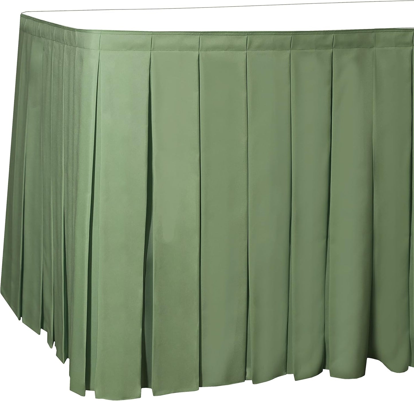 Ultimate Textile Pleat Polyester Fabric Table Skirt - Machine Washable Flame Resistant with Clips for Events, Weddings & Trade Shows, Cut & Sewn in Paterson, NJ - Sage, 21' Box Pleat