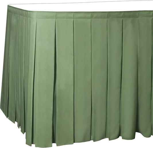 Ultimate Textile Pleat Polyester Fabric Table Skirt - Machine Washable Flame Resistant with Clips for Events, Weddings & Trade Shows, Cut & Sewn in Paterson, NJ - Sage, 21' Box Pleat