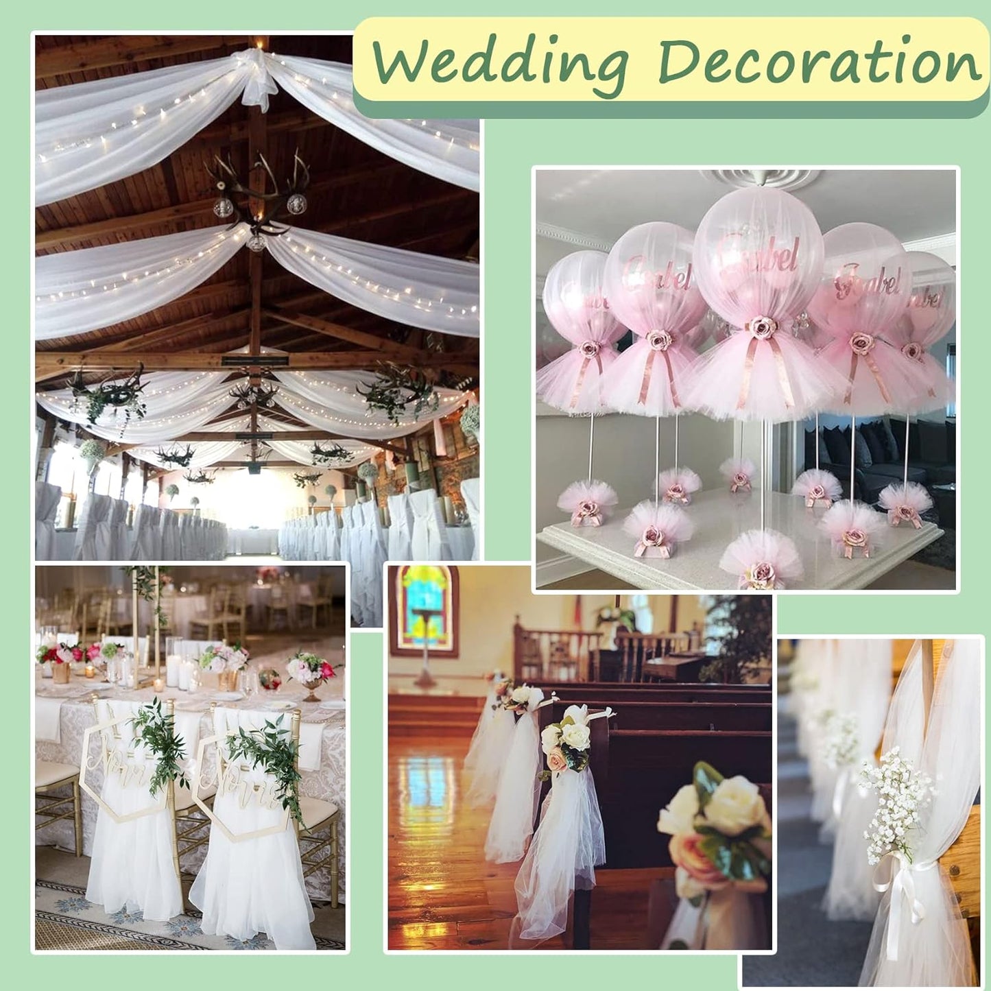 Pink Tulle Fabric Roll, 54 Inch by 10 Yards (30 ft) for Wedding Party Decoration Spool Bolt, Ceiling Decor, Tutu Skirt, Gift Wrapping, Soft & Drape (Pink)