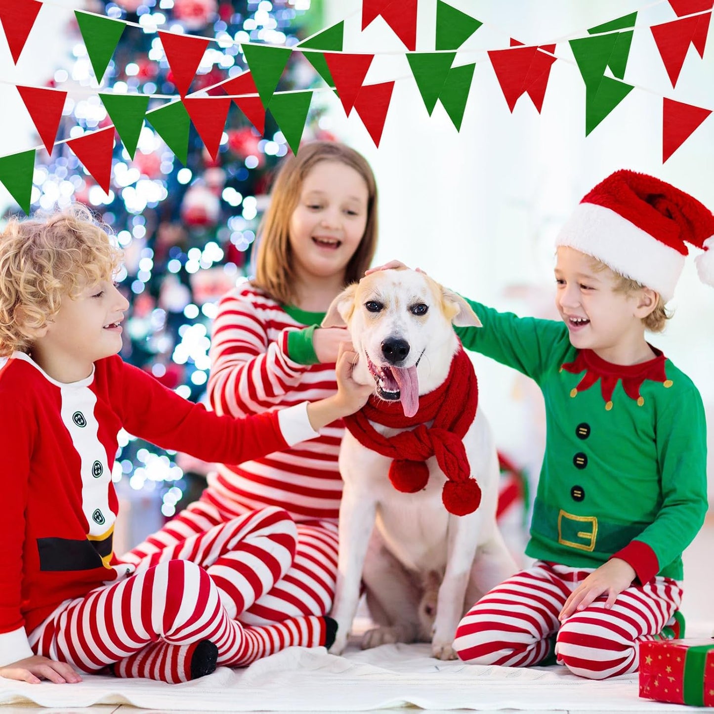 Tatuo 200 Feet Solid Pennant Banners Flags String Triangle Hanging DIY Bunting Flags Party Decorations for Grand Opening Party Banners for Kids Birthday, Shops (Red and Green)