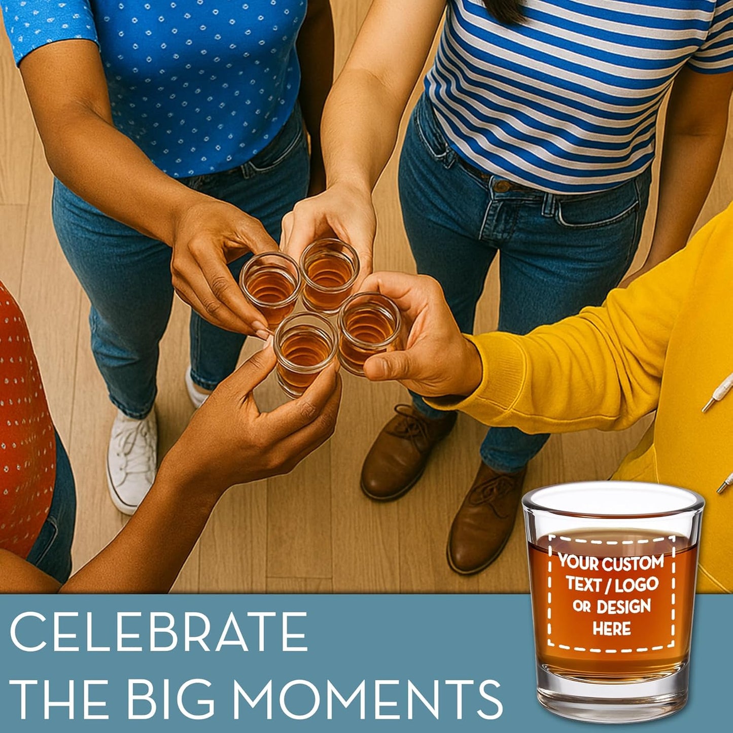 Custom Image Shot Glass 2.5oz, Personalized with Your Logo, Company Design, Picture, Text, Monogram, Customized Photo Printed Unique Gift For Coworkers