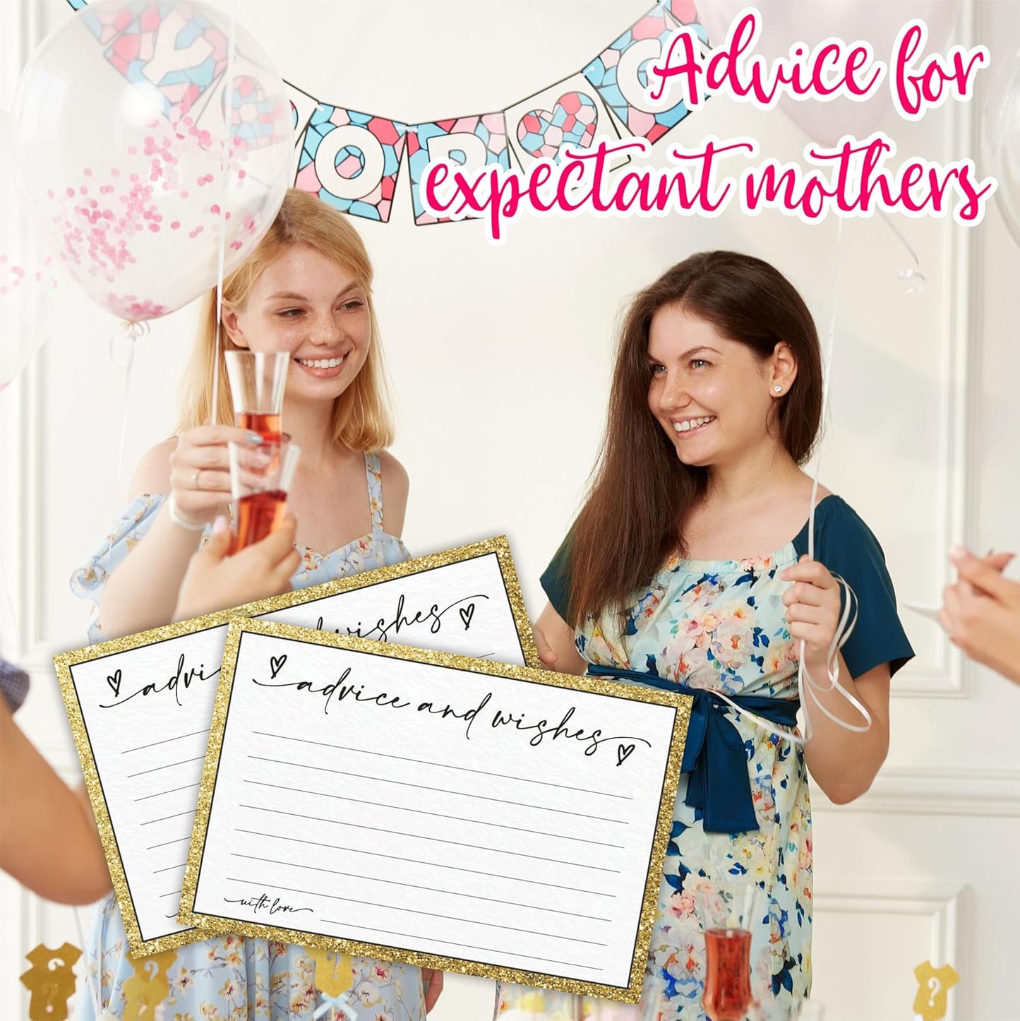 30 Advice & Wishes Cards - Shiny Gold - Double Sided Fill-In Advice Cards For Bridal, Wedding, Graduate Party, Mr & Mrs, Retirement, Baby Shower, Party Favor & Supplies - A01