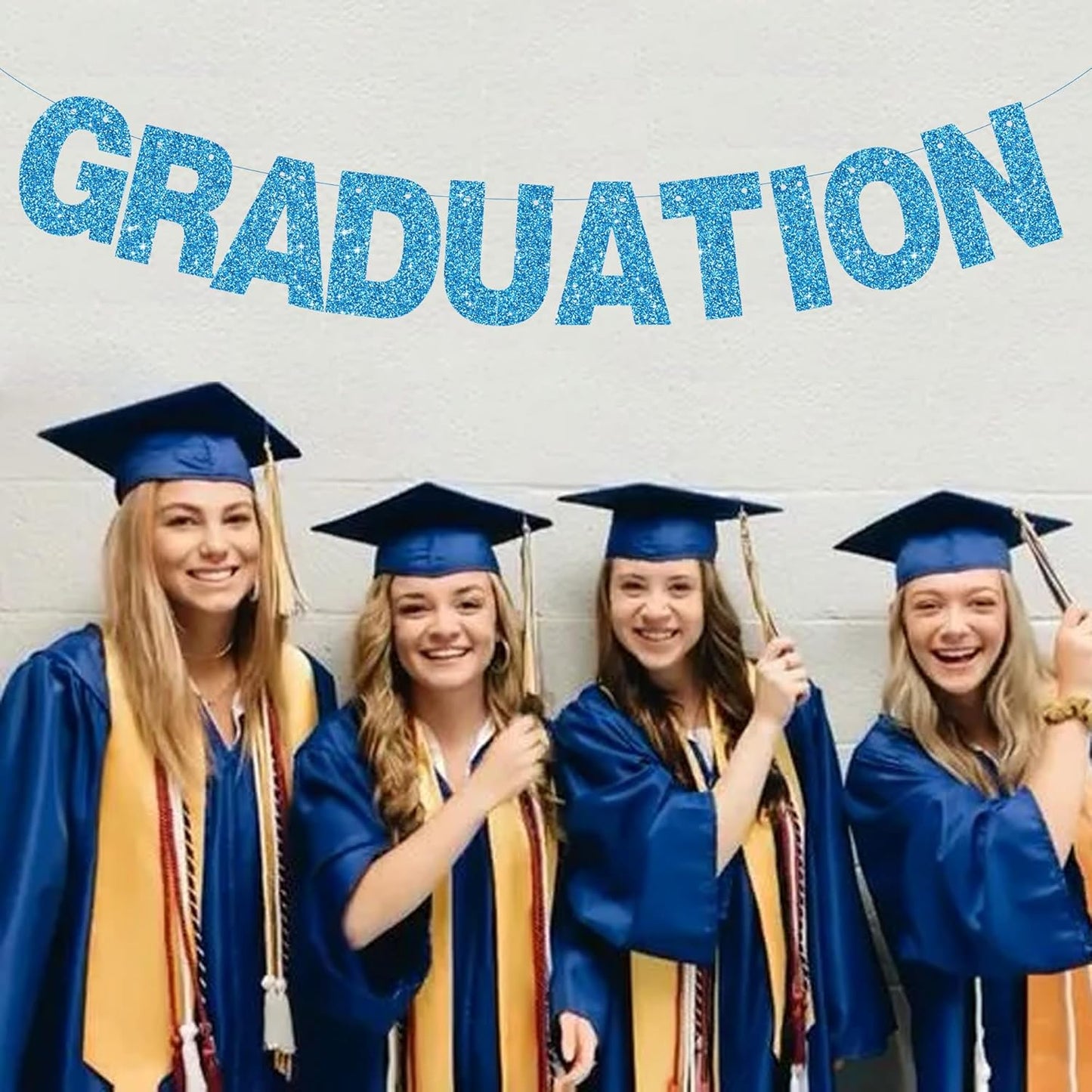 BEISHIDA 116 PCS Glitter Sky Blue DIY Letter Banner Kit Make Your Own Banner，Including 111 Letters and Numbers 3 Rope and 2 Threading Device,Customized for Birthday Graduation Wedding Party Decor