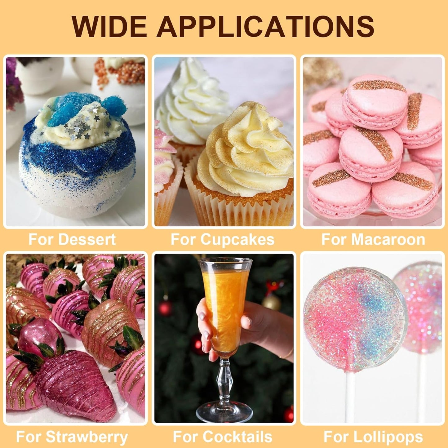 Rose Gold Edible Glitter - 15g Food Grade Luster Dust Powder, Cake Decorating Sprinkle Glimmery Dust for Drinks, Wine, Fondant, Chocolate, Candy, Cookie, Vegan