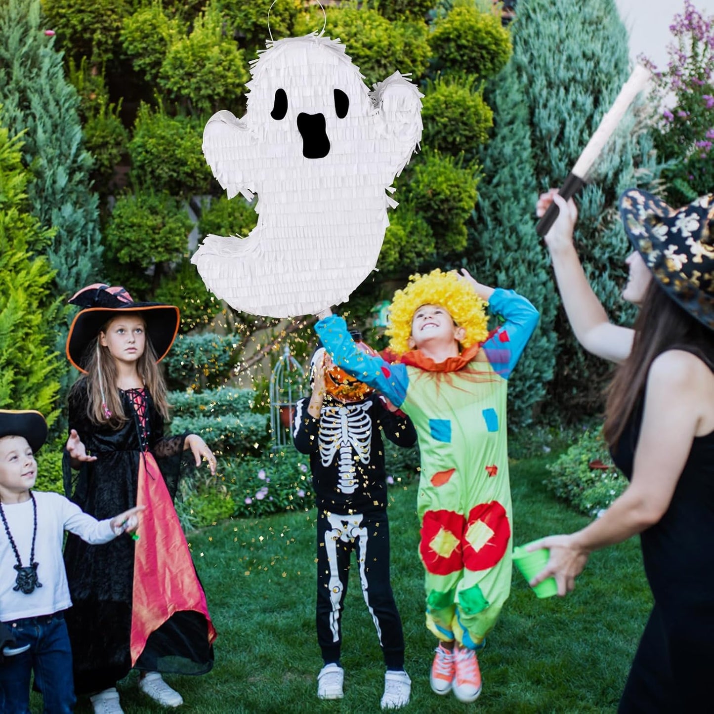 Ghost Pinata Halloween Pinata with Stick and Blindfold Holidays Decorations for Halloween Party Supplies Kids Birthday Game Parties Ghost Themed Fillable