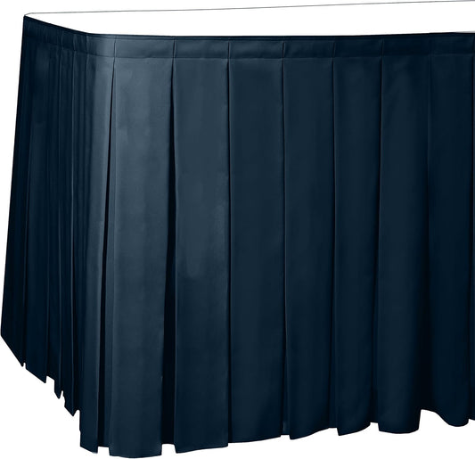 Ultimate Textile Pleat Polyester Fabric Table Skirt - Machine Washable Flame Resistant with Clips for Events, Weddings & Trade Shows, Cut & Sewn in Paterson, NJ - Wedgewood, 14' Box Pleat