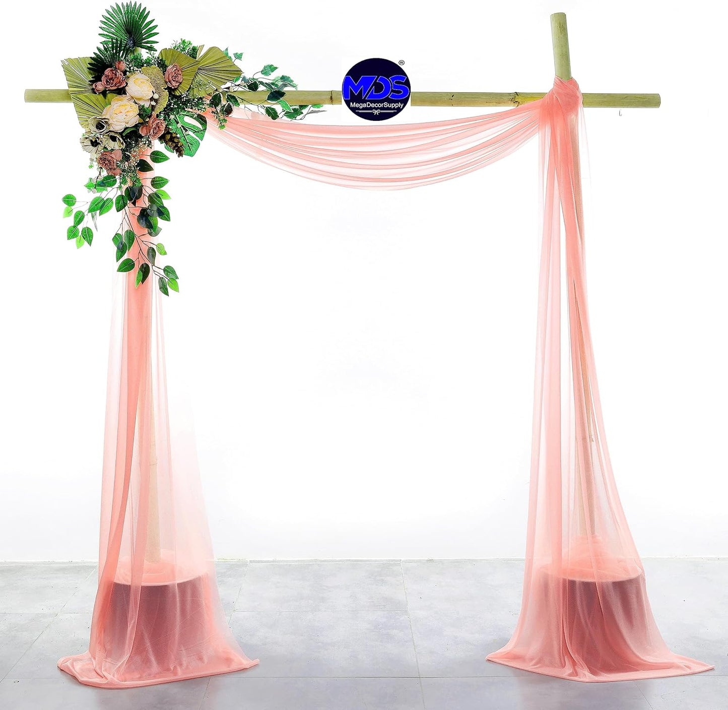 MDS Halloween Chiffon Draping Fabric - 1 Panel, 30" Wide x 40ft Long - Sheer Spooky Arbor & Canopy Drapery for Haunted House Backdrops, Party Ceilings, DIY Costumes & Themed Events - Peach