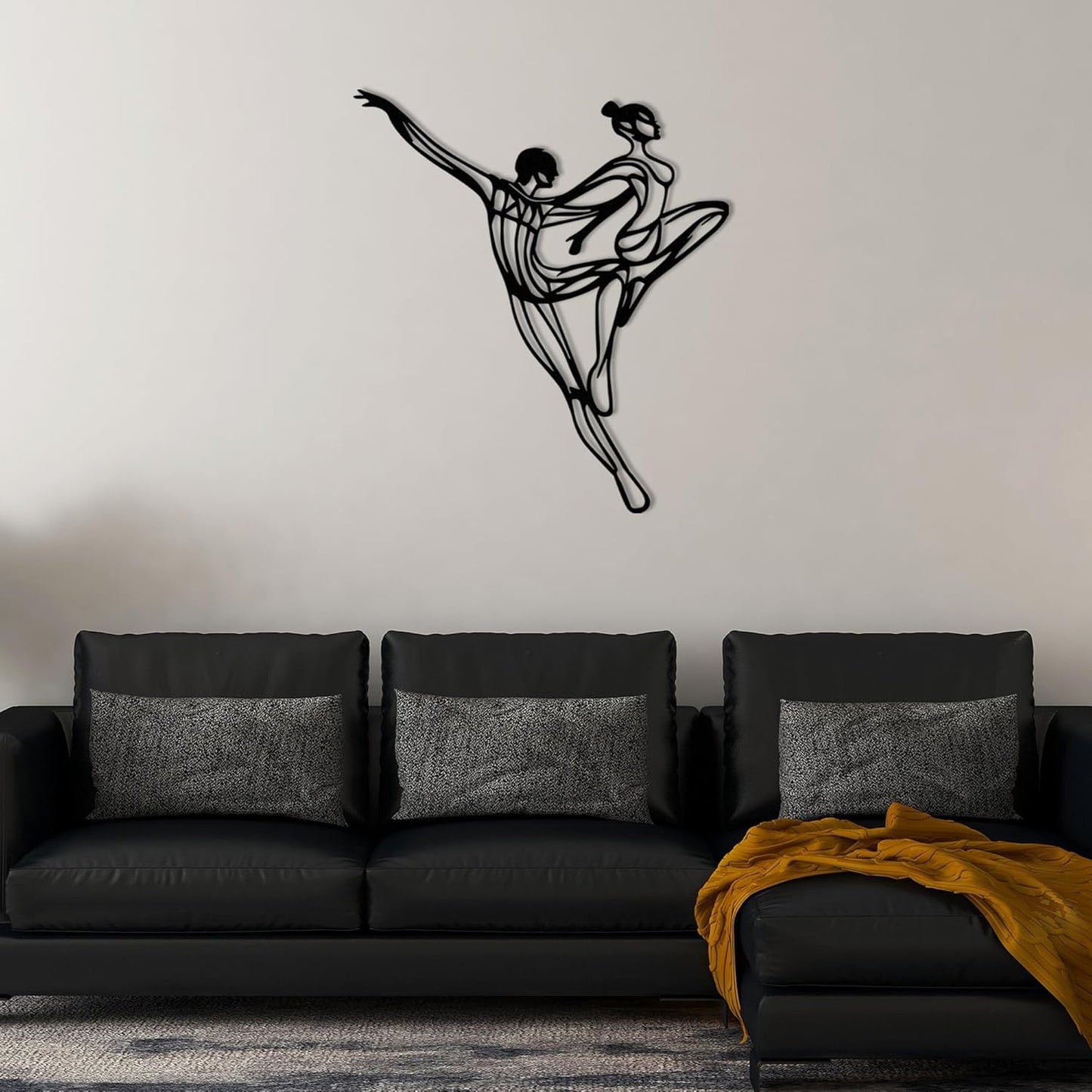 Wita Home Dancing Couple Metal Wall Art, Modern Minimalist Line Art Sculpture, Over the Bed Home Décor, Elegant Ballet-Inspired Design, Metal Wall Sculpture for Living Room, Bedroom (47x39 inches)