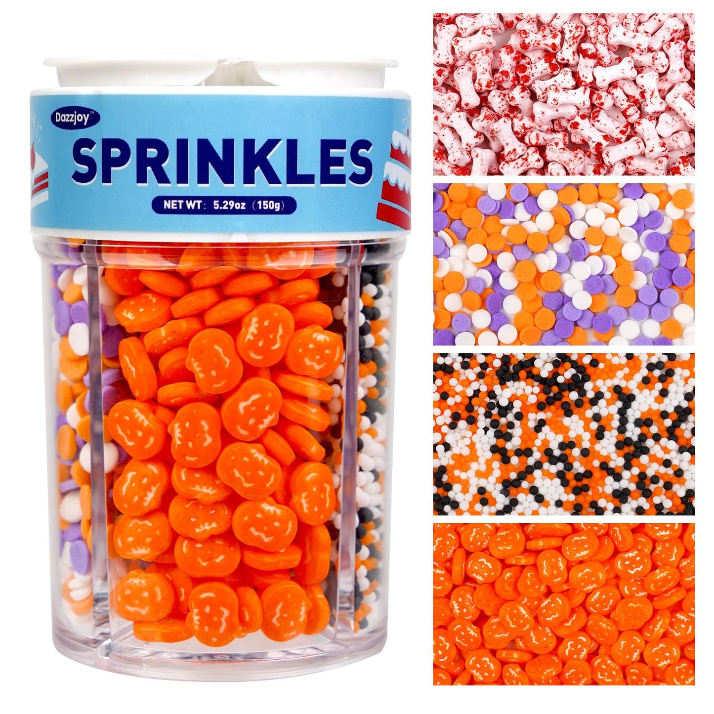 Dazzjoy Halloween Sprinkles, 150g/5.29oz, Edible Halloween Sprinkles for Cake Decorating, Edible Cake Decoration & Cupcake Topper