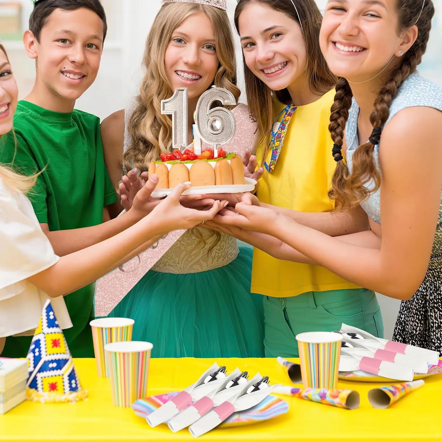 Germiwipe Paper Napkin Band Box of 500,Napkin Rings Self Adhesive,Silverware Wraps Bands (Pink, Pink-500pcs)