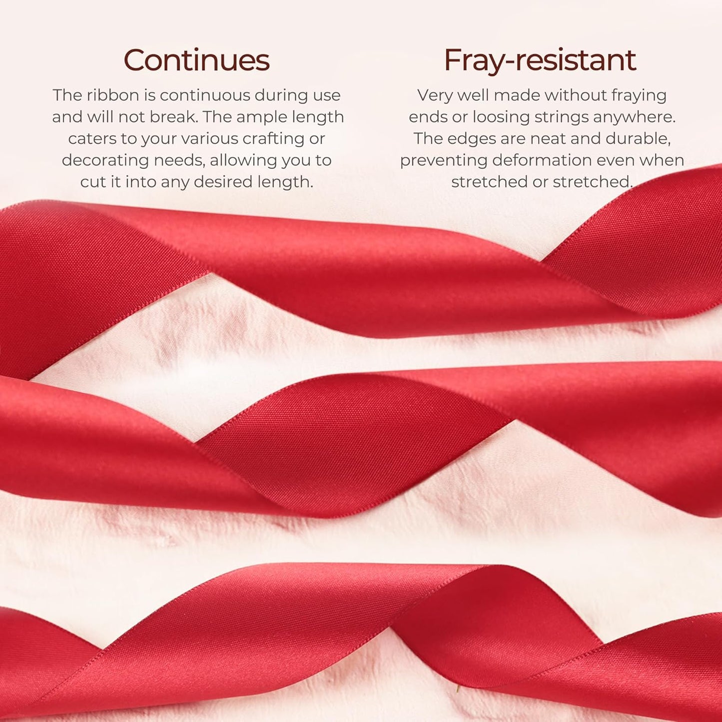 Scarlet Red Satin Ribbon 3/8 inch X Continuous 100 Yards, Single Face Polyester Ribbon Perfect for Gift Wrapping, Flower Bouquet, Wedding Decor, Crafts, Bow Making, Sewing and More