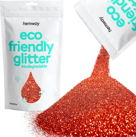 Hemway Eco Friendly Biodegradable Glitter 100g / 3.5oz Bio Cosmetic Safe Sparkle Vegan for Face, Eyeshadow, Body, Hair, Nail and Festival Makeup - Ultrafine (1/128" 0.008" 0.2mm) - Red Holographic