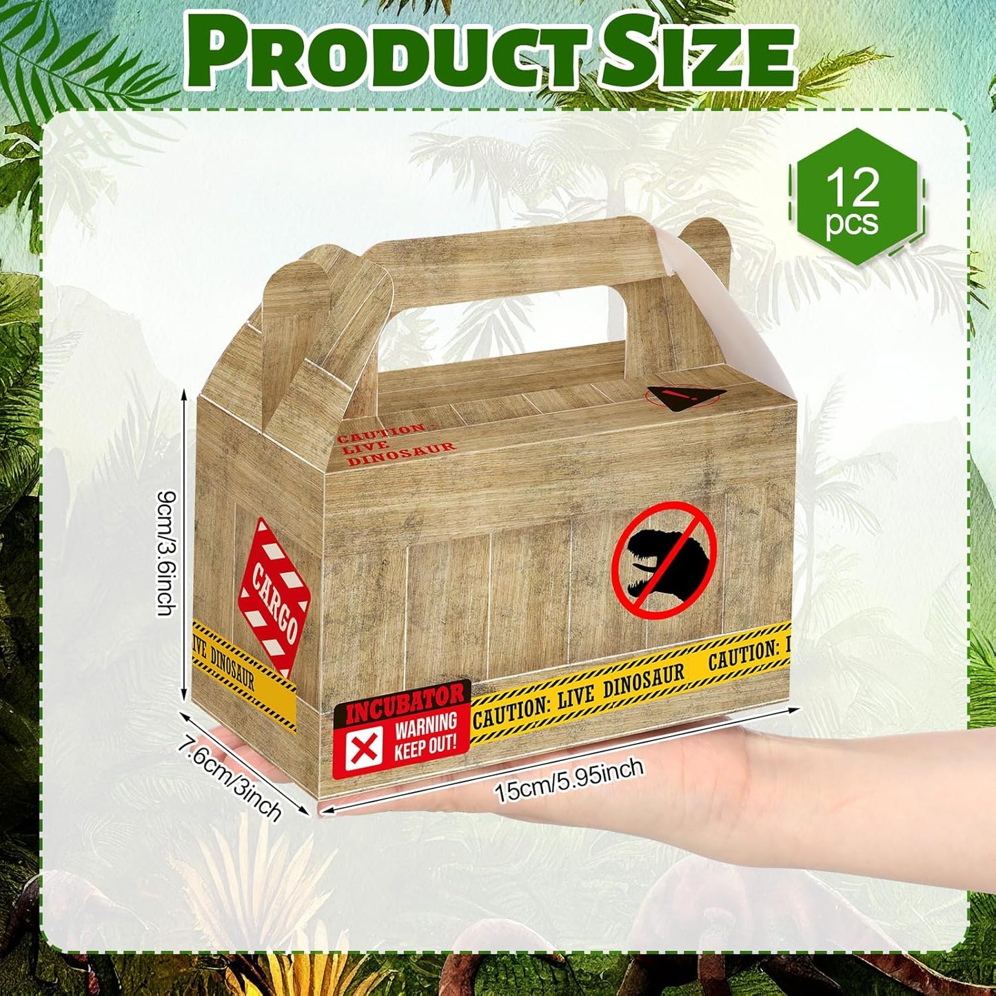 Bucherry 12 Pcs Dinosaur Treat Boxes Dino Party Favor Boxes Candy Goodie Gift Containers for Dinosaur Birthday Decorations Dino Birthday Party Supplies Baby Shower Decorations