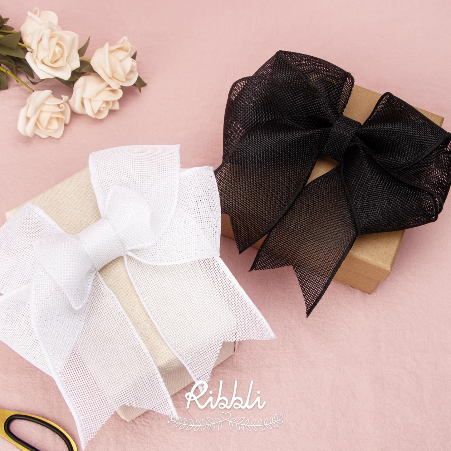 Ribbli White Burlap Wired Ribbon, 2-1/2” Inch x Continuous 20 Yard, White Wired Ribbon for Wreaths,Big Bows,Tree Decoration,Outdoor Decoration