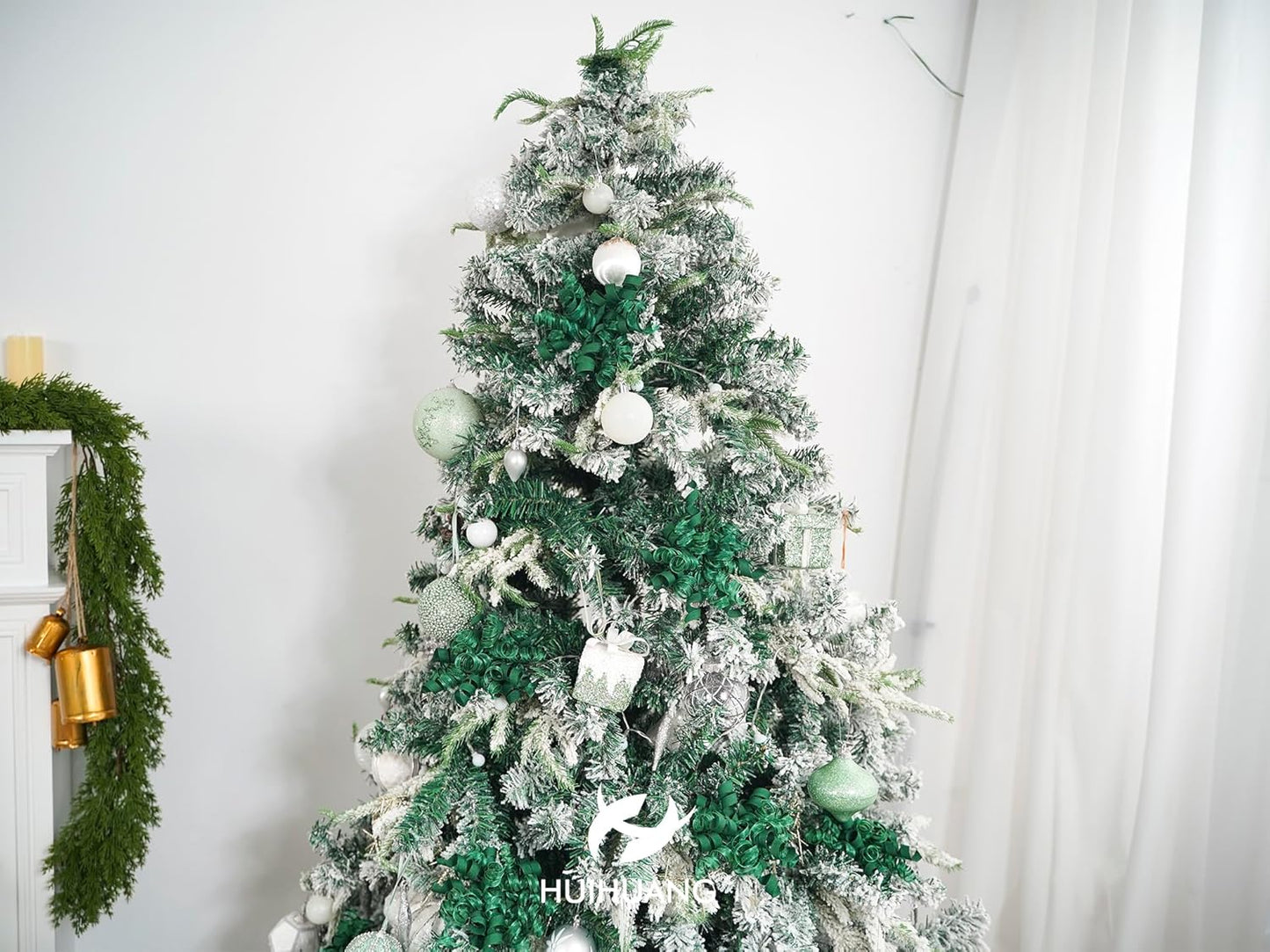 HUIHUANG Green Christmas Bows for Gift Wrapping Curly Gift Bow 5 inch x 8 Counts Forest Green Self-Adhesive Xmas Bows for Presents, Paper Bag, Party Favors, Wrapping Accessories