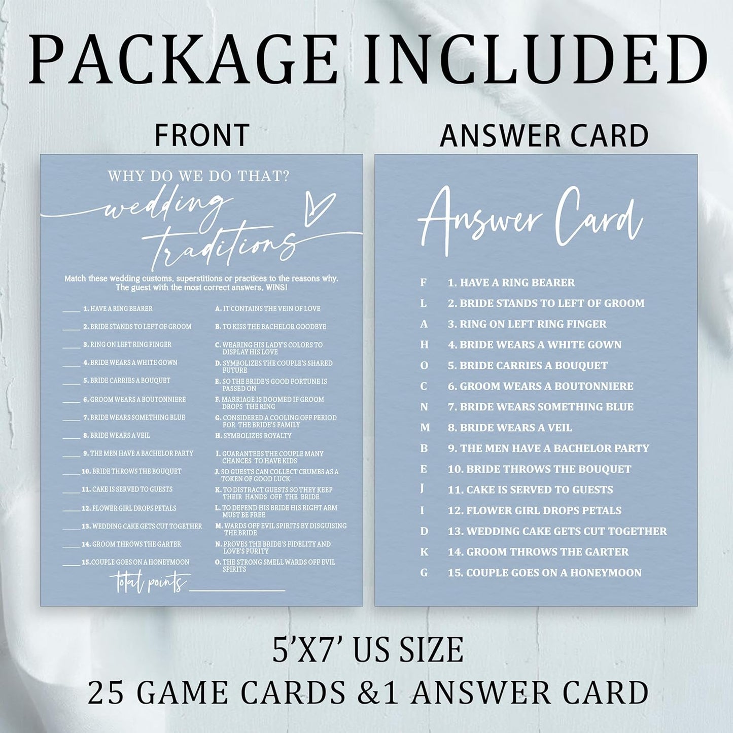 Fun Wedding Games Set - 25 Bridal Shower Games Cards, Engaging Bridal Party Entertainment for Wedding Shower, Engagement Party & Reception Fun a Must-Have for Minimalist Newlywed Game - B01