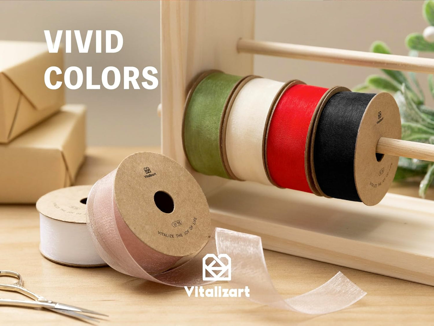 Vitalizart Black Ribbon Organza Sheer Ribbon 1 inch x 30Yd Handmade Fabric Ribbons for Gift Wrapping Christmas Tree Crafts Bows Wedding Invitations Wreaths Wrap