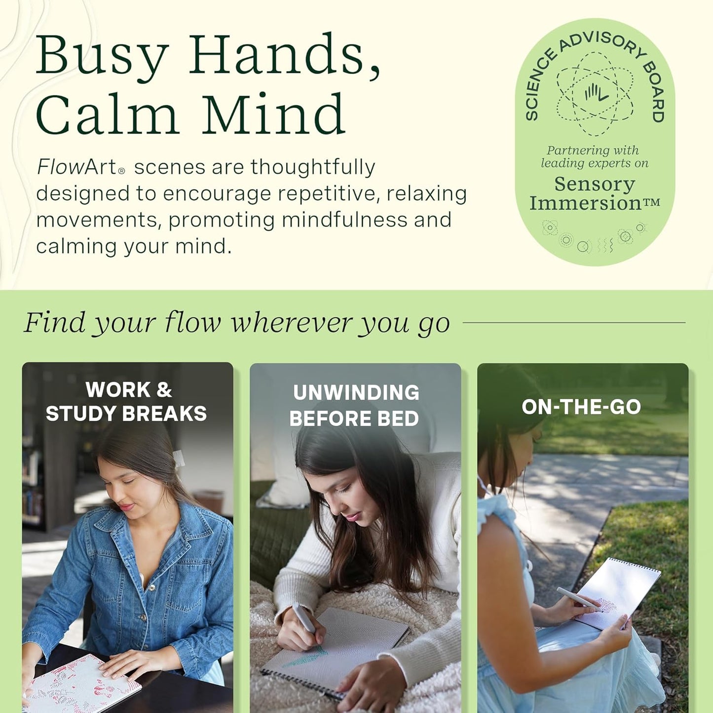 Lifelines FlowArt Activity Pad, 2-Pack Fall Set + Bonus Pad - Guided Dot-by-Letter Art Meditations with Markers - Color by Number/Letter and More Coloring Books for Teens, Adults & Seniors