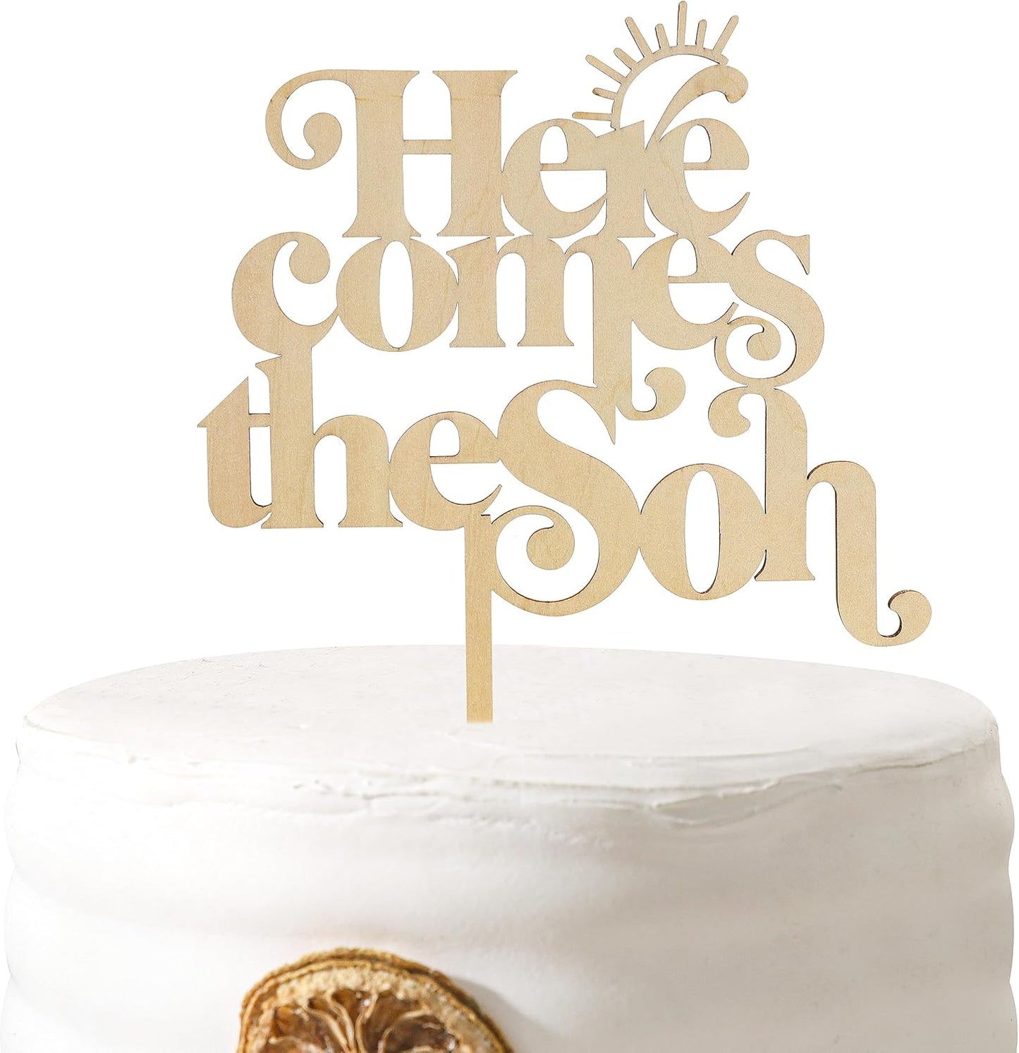 Here Comes the Son Cake Topper - Baby shower for Wooden Party Decor,Boho Photo Booth Props,Summer Sea Theme Birthday Party Surprise Decorations,You Are My Sunshine Cake Topper (Here Comes the Son)