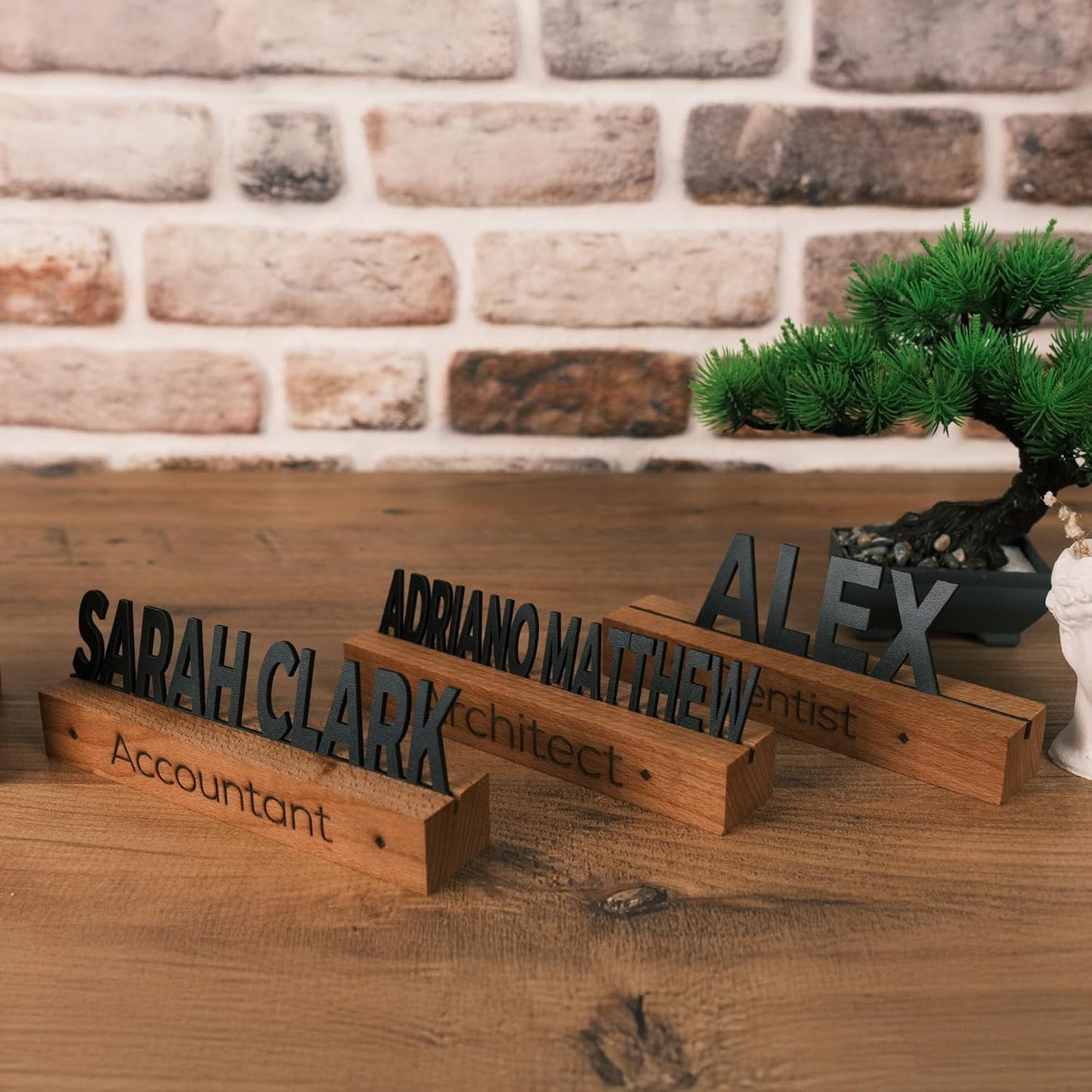 Custom Desk Name Plate with Engraved Title – Personalized Wooden Office Name Sign – Unique Handmade Beech Base Gift for Boss, Coworker, Teacher, or Professional – Modern Desktop Name Decor