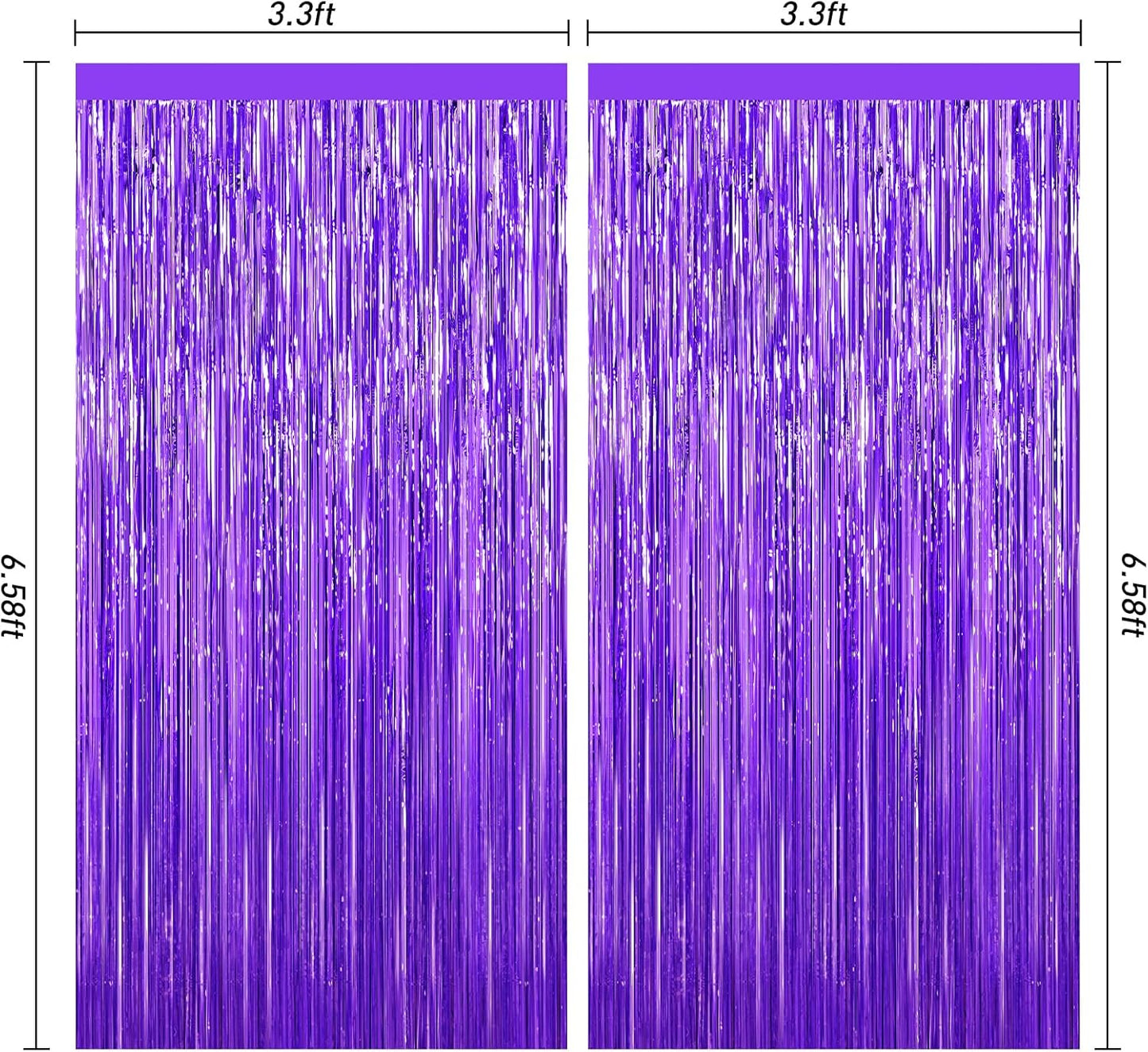 Purple Foil Curtain Backdrop, 2Pack Metallic Tinsel Foil Fringe Curtains Photo Booth Props for Birthday Wedding Engagement Bachelorette Baby Shower Christmas Holiday Celebration Party Decorations