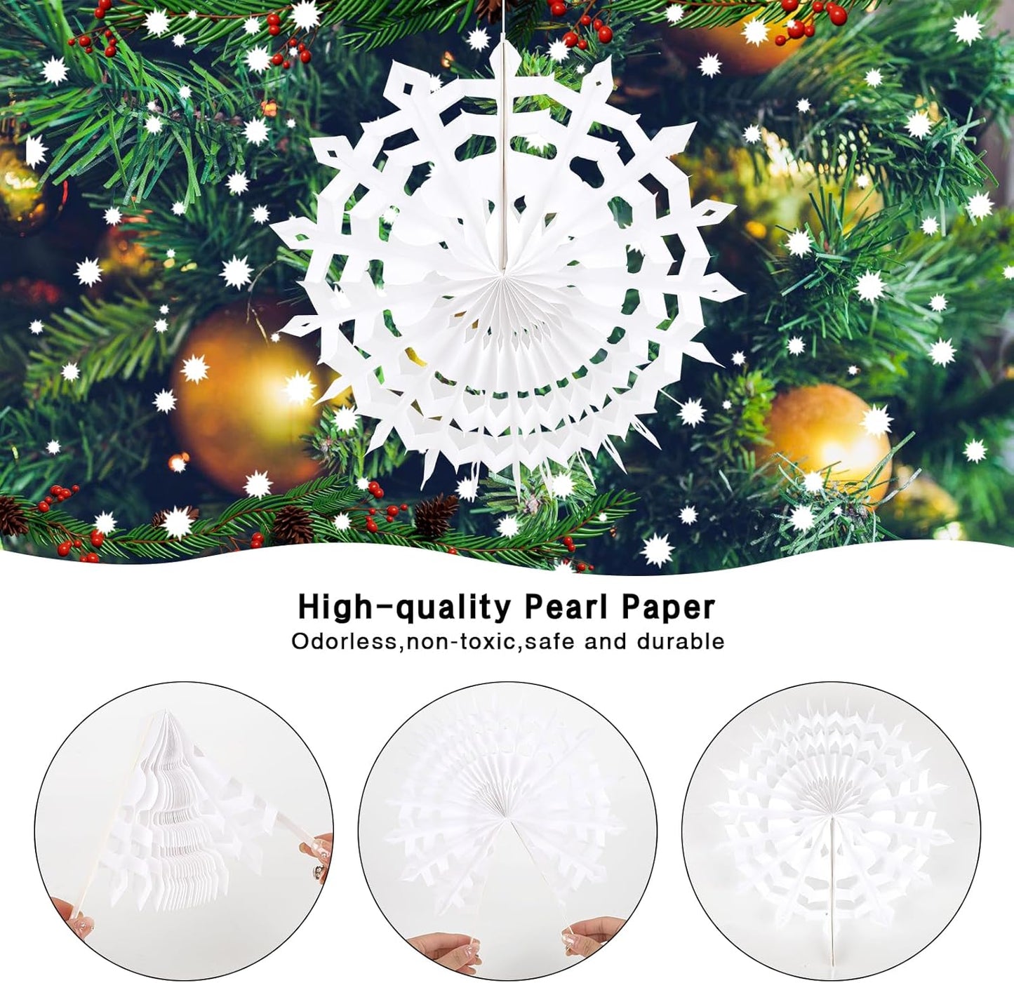 BestoFun 12 PCS White Paper Snowflake Decorations Frozen Birthday Party Supplies Winter Wonderland Party Decorations Christmas Large Snowflake Decorations Hanging Snowflake Decorations