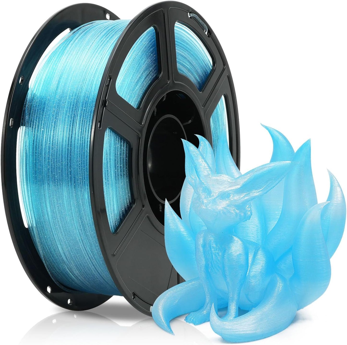 FLASHFORGE Translucent Glitter PLA Mermaid Tears Filament, Shiny Sparkling Gradient 3D Printer Filament, Fast Color Change Between Pale Blue and Light Blue, Adjustable Transparency