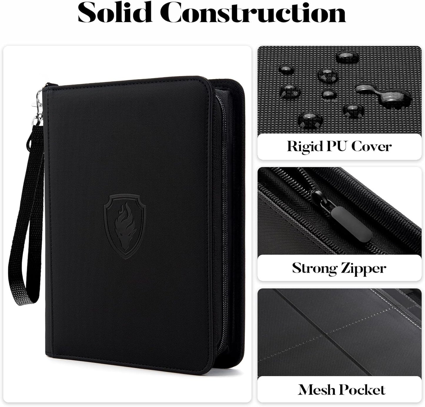 4 Pocket Card Binder for 320 Cards, Fabmaker Premium Zip Trading Card Binder, Portable PU Card Collection Binder, Collector Card Album, Card Folder for MTG, TCG, Sports Cards, Game Cards (Red)