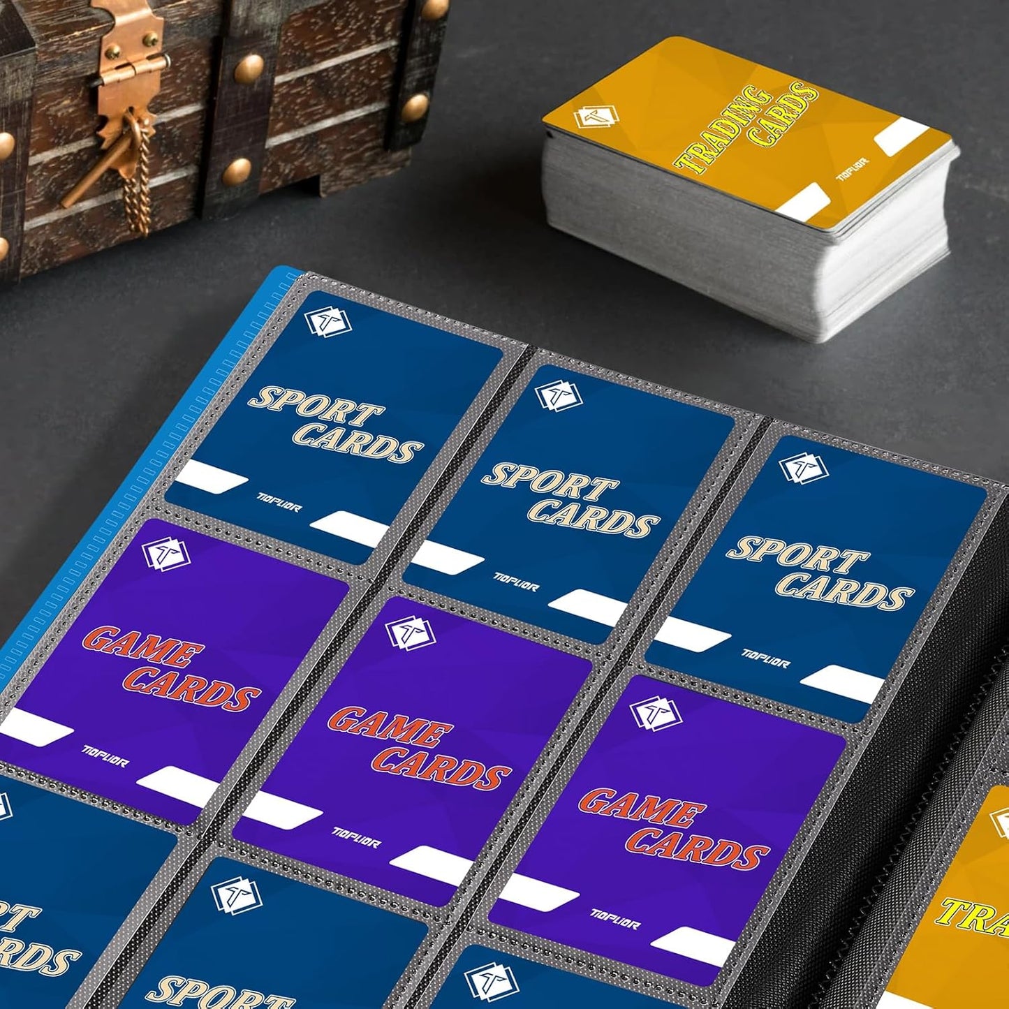 Trading Card Binder Holder 9 Pocket Card Album Folder, Card Collection Binder with 360 Side Loading Pocket Card Book Fit for MTG Game Football Sports Cards TCG Baseball Cards Binder (Sky Blue)