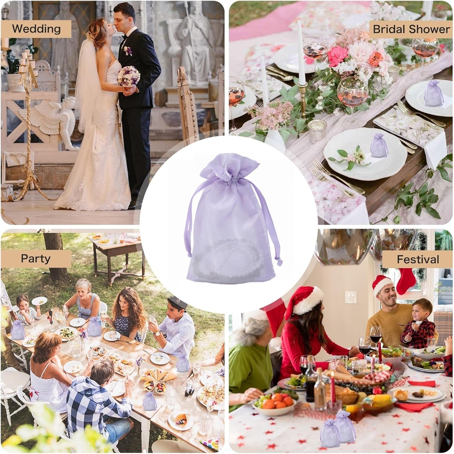 20 Pcs Lilac Purple Small Organza Bags 4X6 inch for Wedding Favors with Drawstring, Mini Mesh Gift Bags Jewelry Pouch for Candy Bridal Shower Party Favor Baby Shower Christmas