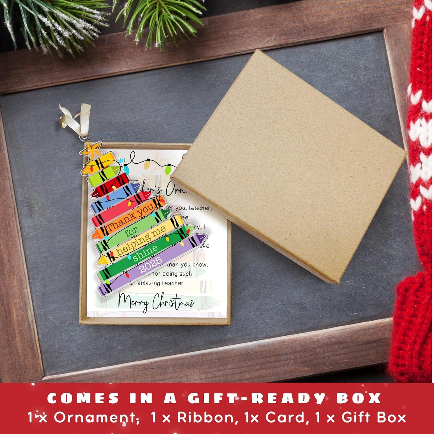 Pawzity Teacher Ornament - Teacher Gifts for Women, Gifts for Teachers Women - Teachers Christmas Ornaments - Dance Music Art Math English Kindergarten Daycare Teaching Oraments - Acrylic Ornament