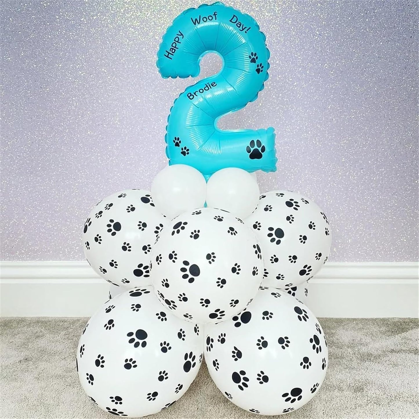 Dog Paw Print Balloons, Cute Puppy Pet Theme Birthday Latex Balloons for Boys Girls, Black White Dog Party Decorations Supplies for Kids Children Dogs Lover Farm Animal Theme Baby Shower Party Decor