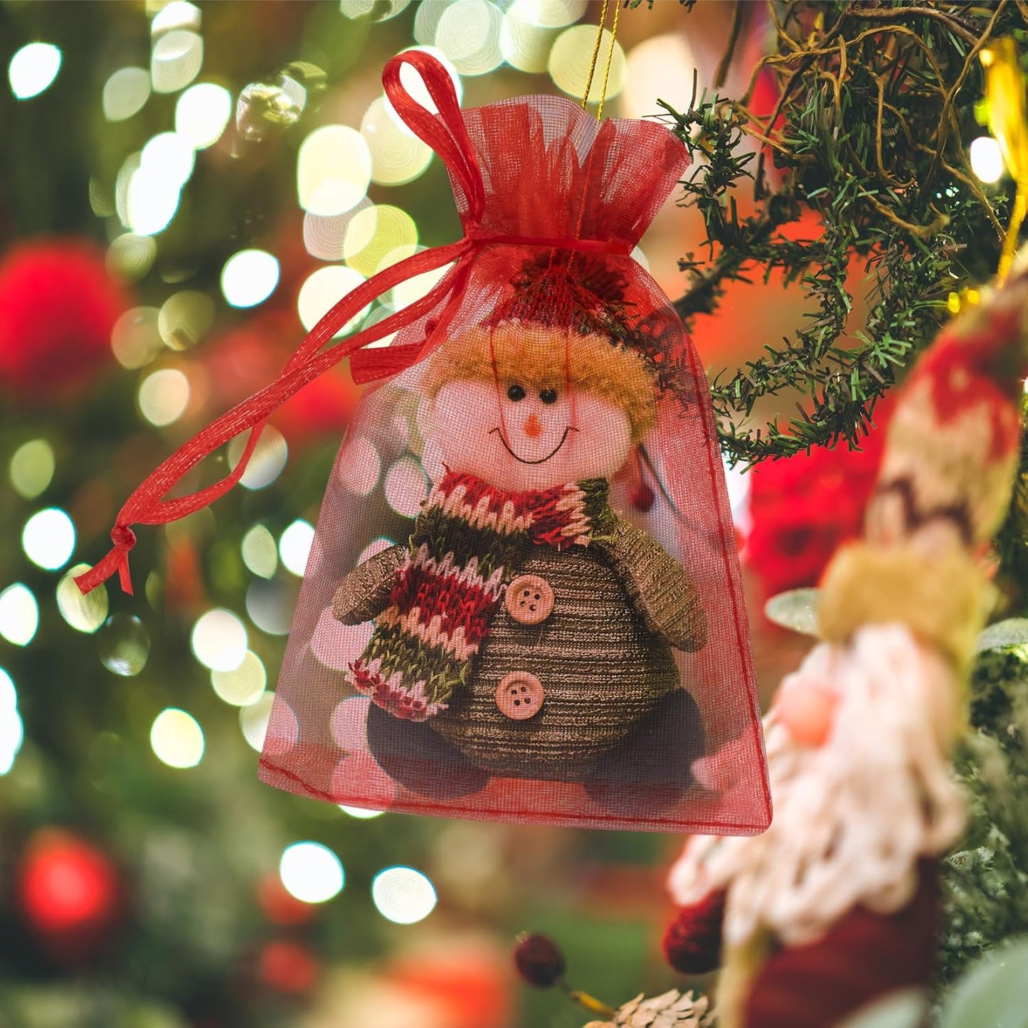 50 Pcs 4x6 Inch Organza Bags, Mesh Bags Drawstring Sachet Bag Small Pouch Bag for Christmas Gift Party Favor Wedding(Red)