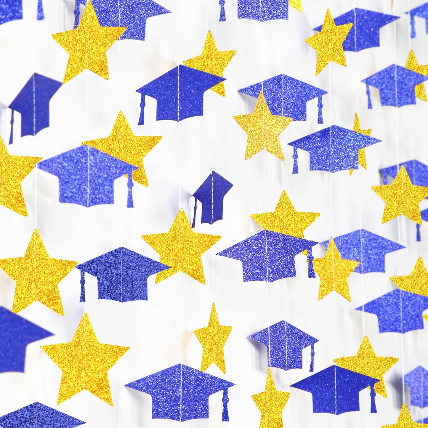 Navy-Blue Gold Graduation-2025 Class Party-Decorations - Congrats Grad Hat Star Banner Streamers Garland,Senior High School Night College Congratulations Decor Supplies Ouruola