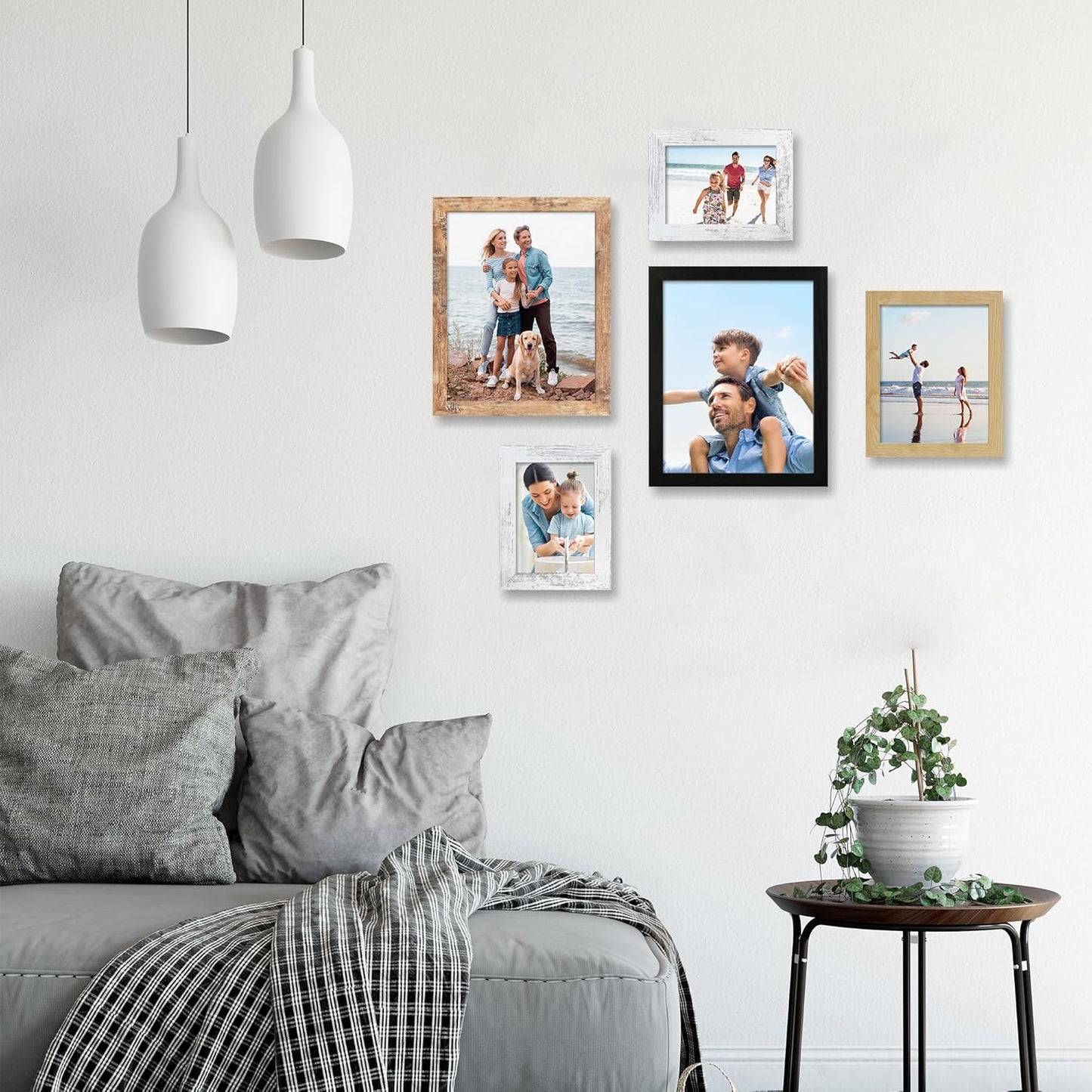 8x10 Picture Frame Set of 4, High Definition Real Glass 8 x 10 Photo Frames for Desktop Display and Wall Mounting(Distressed White+Oak+Rustic Brown+Black)