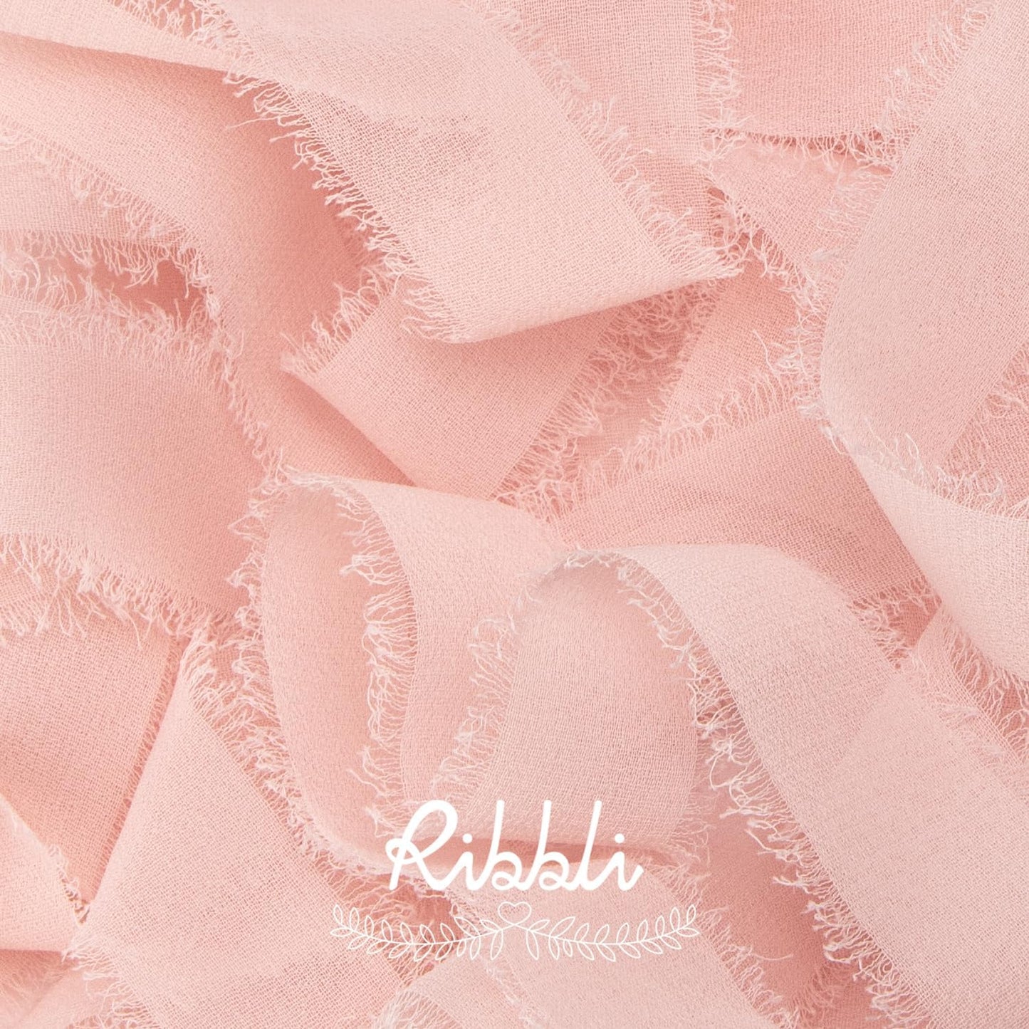 Ribbli Blush Pink Ribbon 1 Inch x 3 Rolls Total 24 Yards Pink Handmade Fringe Chiffon Silk Ribbon for Wrapping Wedding Invitations Bridal Bouquets DIY Crafts Home Decor