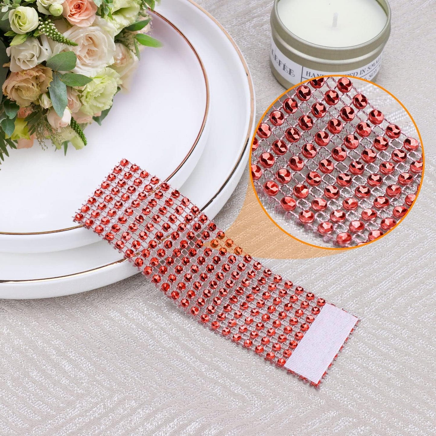 Red Napking Rings Holder Set of 150pcs,Diamond Crystal Napkin Rings Bulk Adornment for Wedding Reception, Dinner, Place Settings, Holiday Parties or DIY Decoration (150,Red)