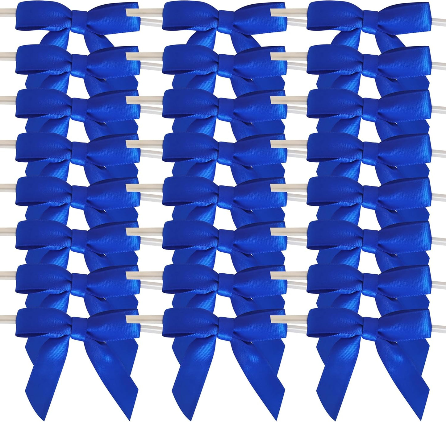 50pcs 2-1/2 Inch Blue Satin Ribbon Bows with Twist Tie Bows for Christmas Tree Decoration Gift Packing&Wrapping(Blue)