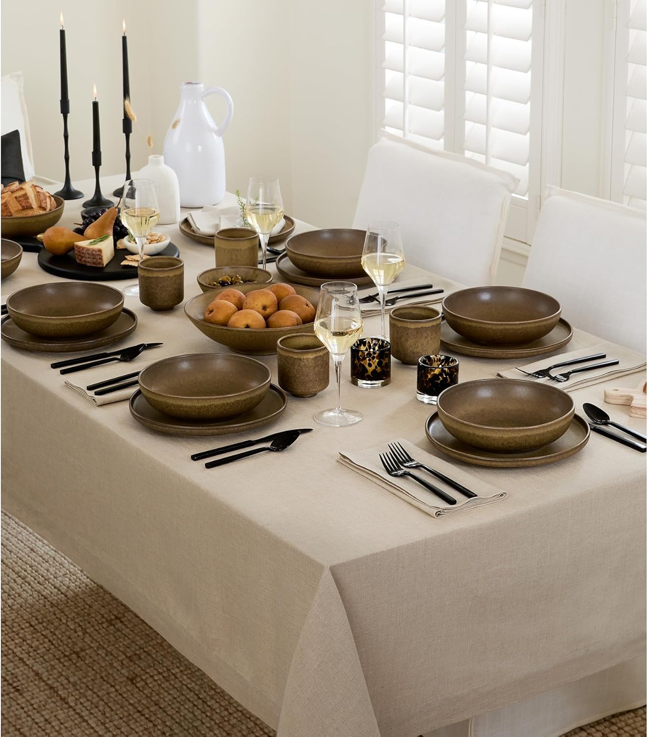 Solino Home Natural Linen Tablecloth 60 x 60 Inch - 100% Pure Linen Table Cloth - Fete, Machine Washable Tablecloth for Fall, Autumn, Thanksgiving, Christmas, Holiday