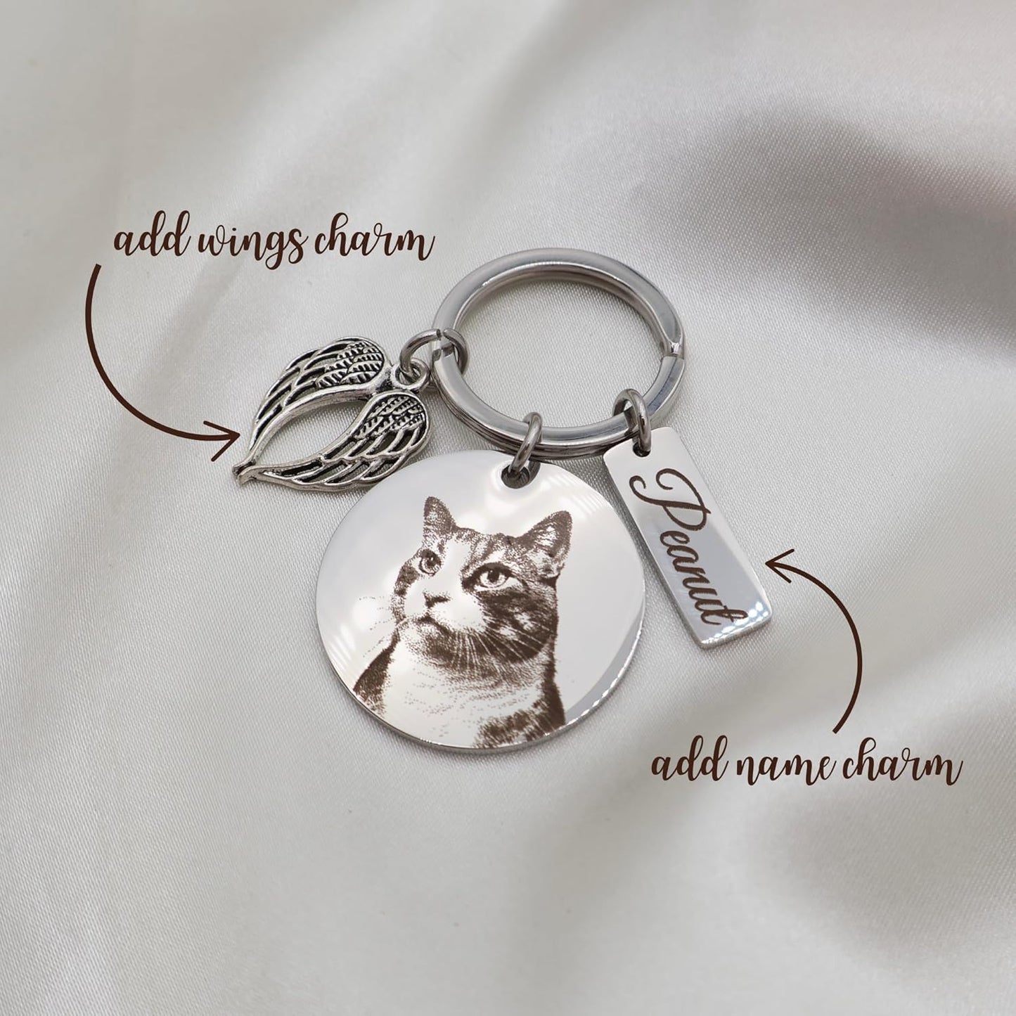 Personalized Pet Photo Engraved Keychain – Custom Dog or Cat Portrait Keepsake – Stainless Steel Pet Memorial Gift for Pet Lovers – Meaningful Remembrance or Holiday Stocking Stuffer