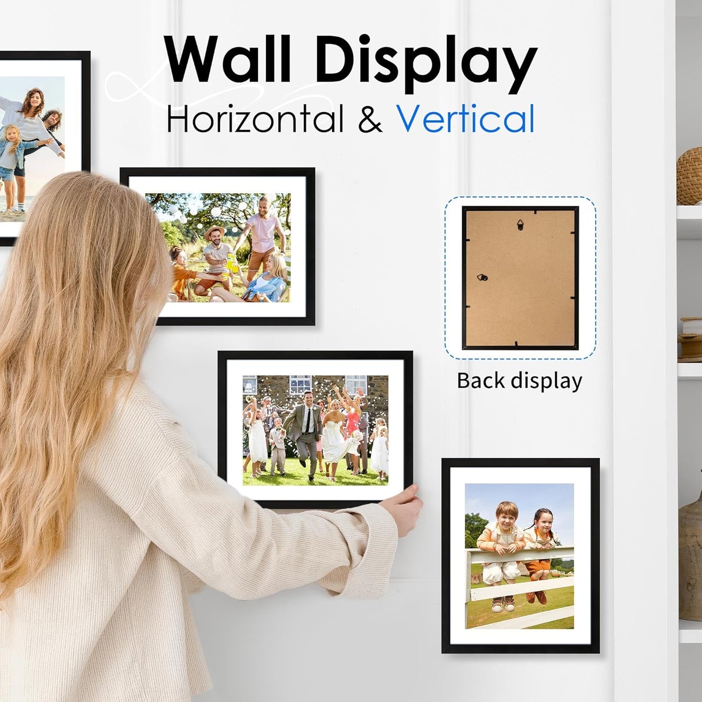 FIXSMITH 8.5x11 Picture Frame Set of 2, Photo Frame with HD Plexiglass, Display Pictures 6x8 with Mat or 8.5x11 Without Mat, Black Picture Frames Collage Wall Decor, Gallery Wall Frame