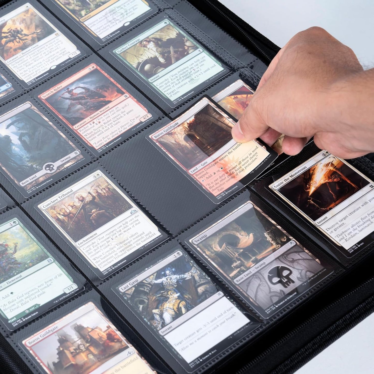 1408+ Pockets Trading Card Binder, 16-Pocket Card Ablum Compatible with MTG,Sports Cards & Other Standard Size Trading Card (Navy Blue)