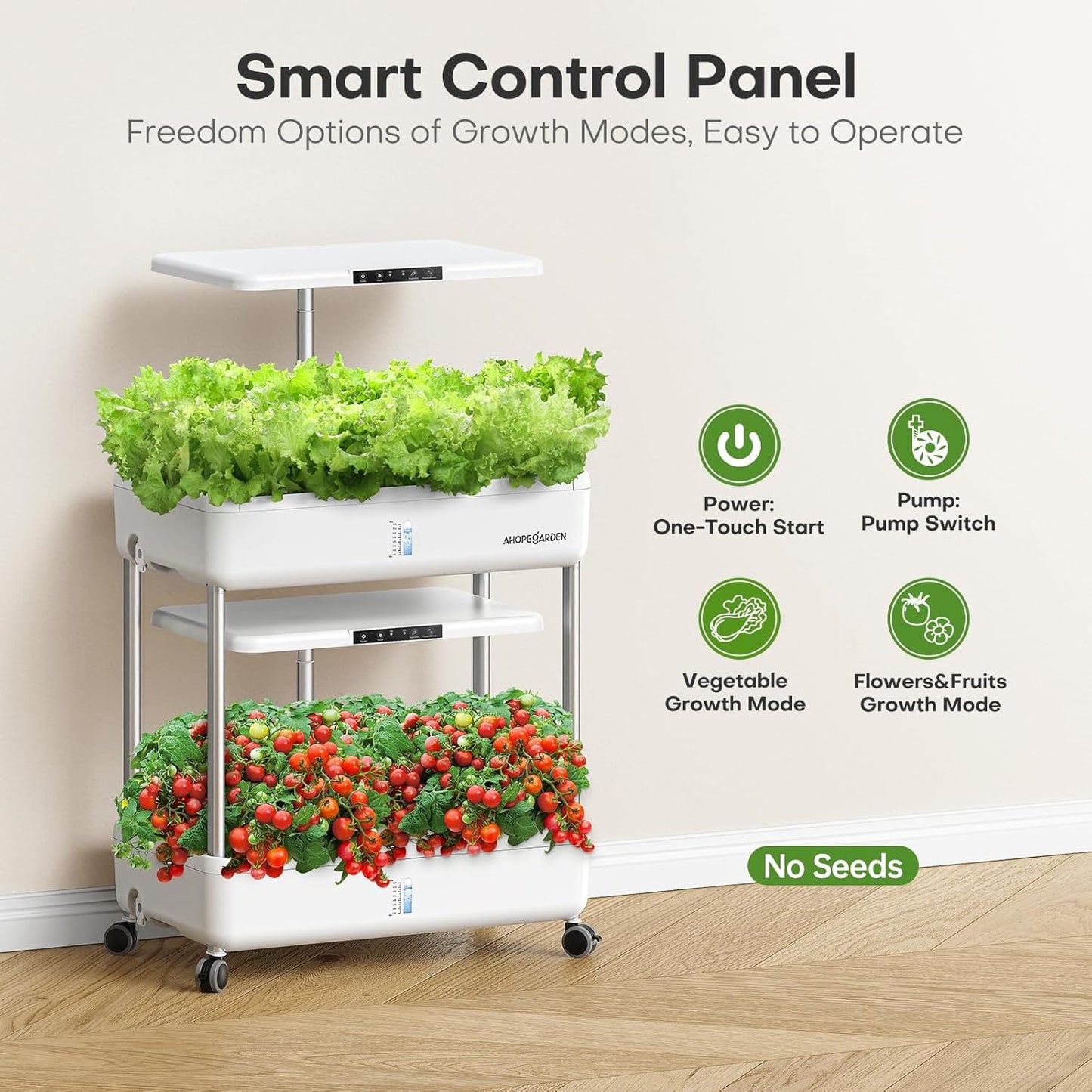 Ahopegarden Hydroponics Growing System Indoor Garden, 44 Pods Plant Herb Garden Germination Kit with LED Grow Light, 20L Double-Layer Large Capacity Hydrophonic Planter Grower for Vegetable Fruit