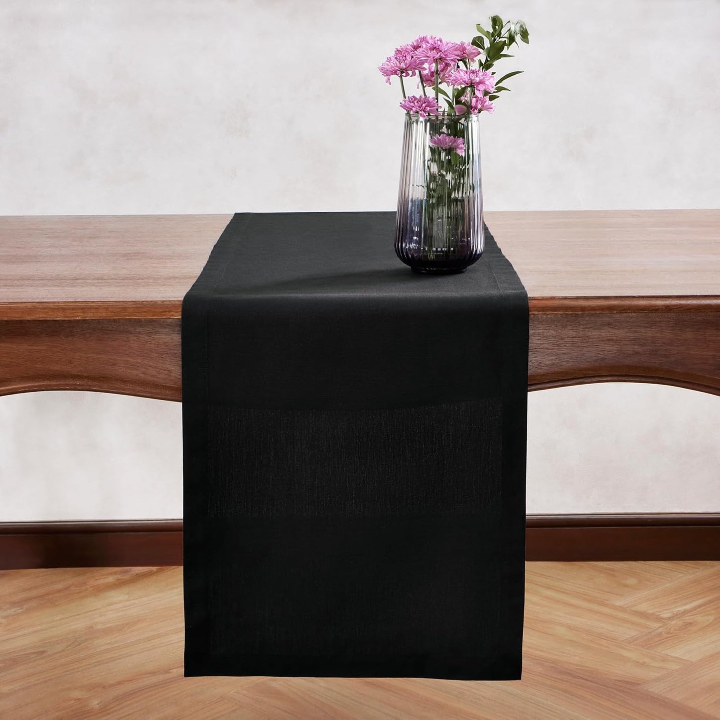 Cotton Linen Table Runner 36 Inches – Small Black Coffee Table Runner 14 x 36 Inch – Washable Scarf Fabric Table Runner for Spring, Summer, Wedding Decoration Gift – Eva