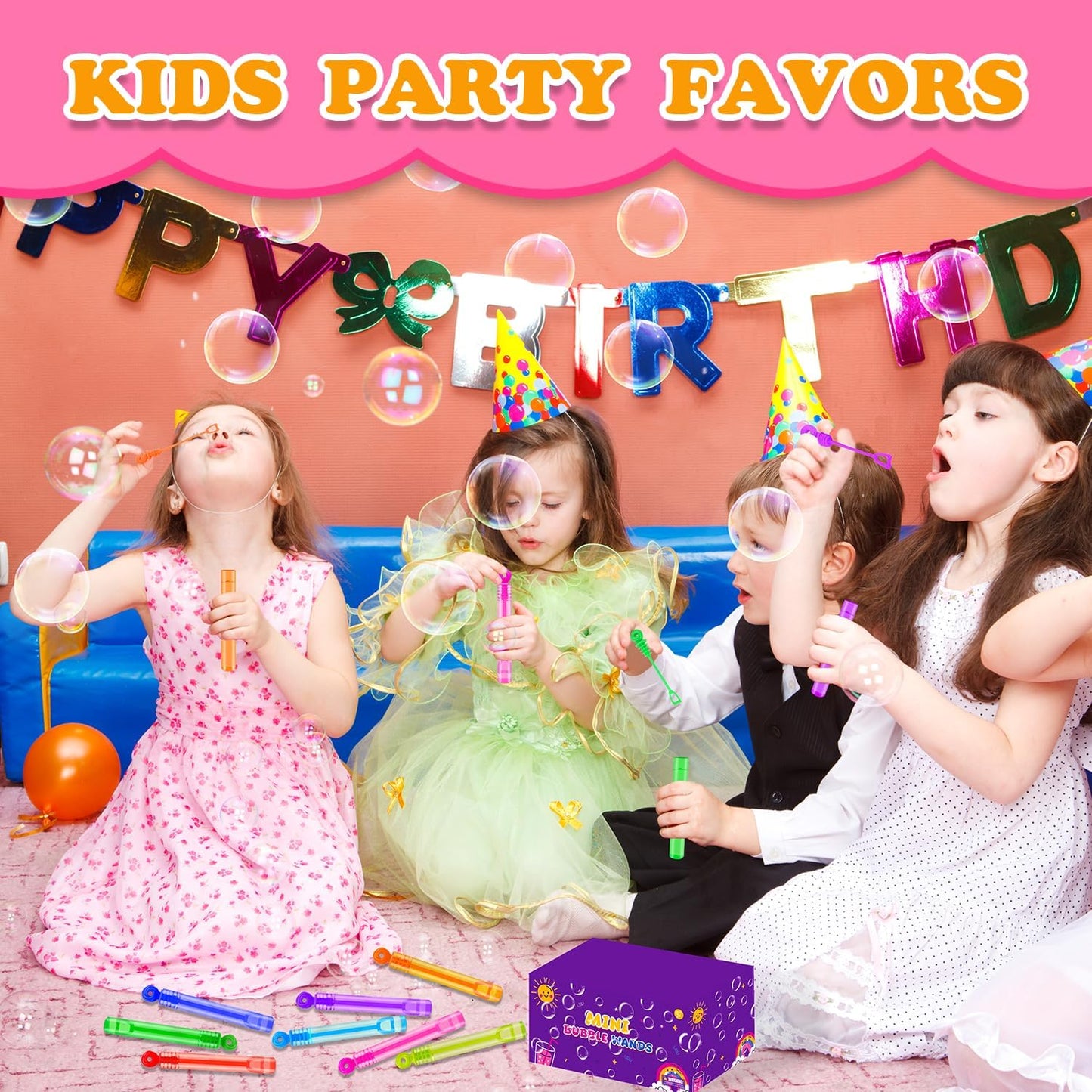 Halloween Party Goodie Bag Stuffer Fillers for Kids, 32 Pack Mini Bubble Wand Toys Gifts for Toddlers, Small Basket Pinata Birthday Camping Wedding Party Favors Supplies Classroom School Stuff Prizes